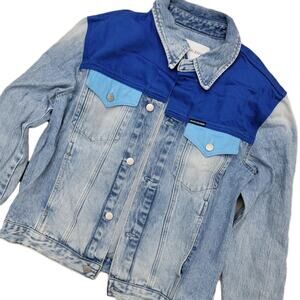 Vintage Calvin Klein Denim Trucker Jacket Colorblock Blue Men’s Size Large